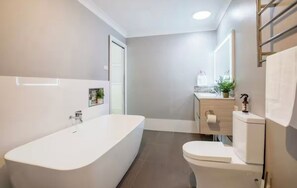 Secadora de cabello, toallas, jabón, papel de baño 