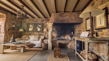 TV, fireplace