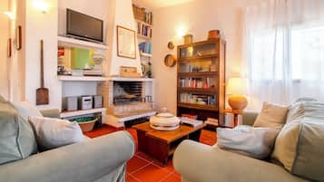 TV, fireplace, stereo