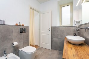 Douche, séchoir à cheveux, serviettes fournies
