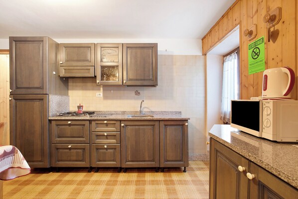 Kühlschrank, Mikrowelle, Herdplatte, Wasserkocher