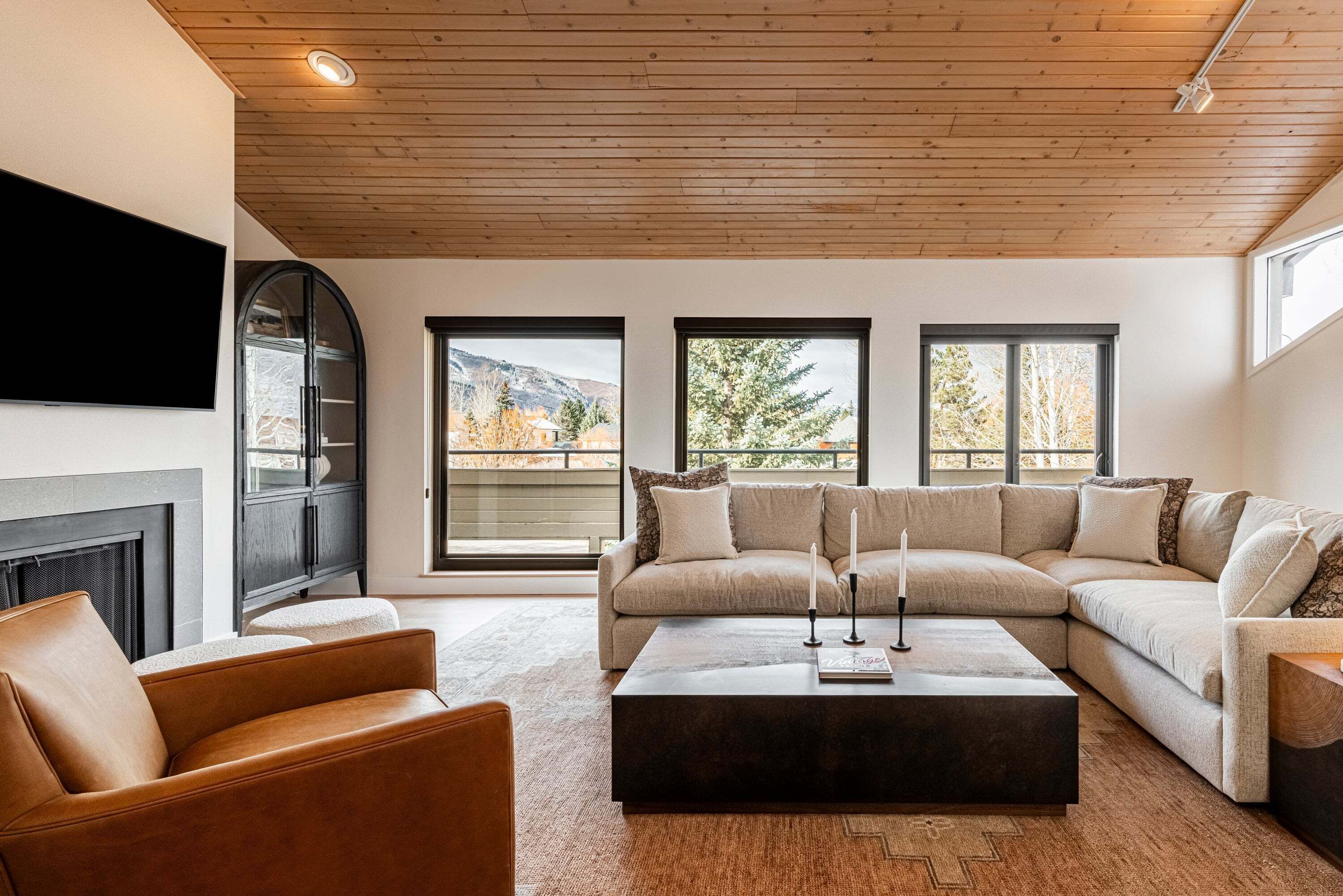Smart TV y chimenea 