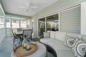 Outdoor dining - Villa Loriann | Waterfront 4-Bedroom Pool Home with Boat Dock | Sleeps 8 (Bonita Springs)