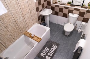 House | Bathroom | Combined shower/tub, deep soaking tub, hair dryer, towels