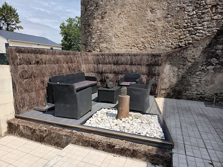 Terrace/patio. Family home near castles, Loire cycling, private parking