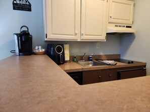 Fridge, microwave, stovetop, dishwasher