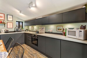 Fridge, microwave, oven, dishwasher