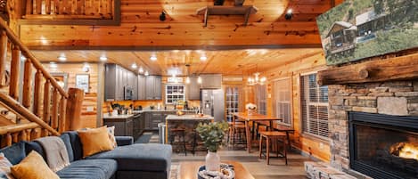 Smart TV, fireplace, video games