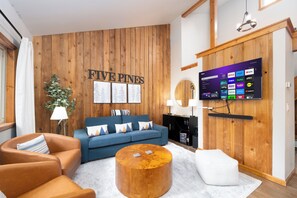 Smart TV, fireplace, stereo