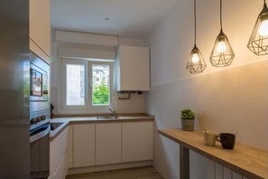 Fridge, microwave, oven, dishwasher