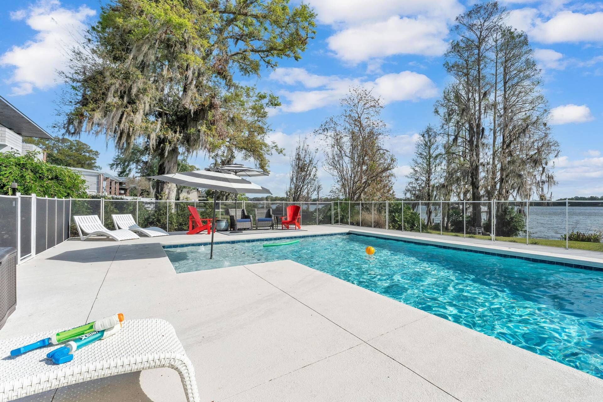Enclosed swimming heated (upon request) pool with a shallow area for the little ones!