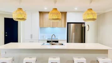 Microwave, oven, dishwasher, high chair