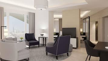 Junior Suite, 1 Katil Raja (King), Terrace, City View | Peralatan tempat tidur premium, peti besi dalam bilik