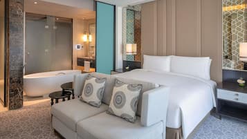 Premium bedding, in-room safe, blackout curtains, soundproofing