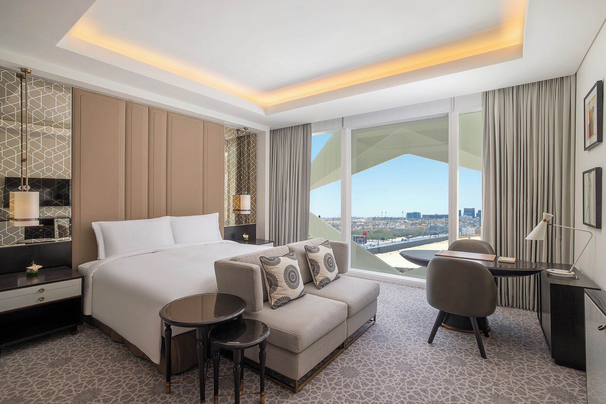 Premium bedding, in-room safe, blackout curtains, soundproofing