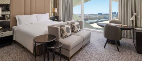 Premium bedding, in-room safe, blackout curtains, soundproofing