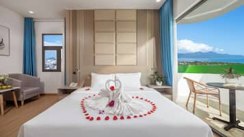 Premier Double Room, Bathtub, Beach View | Minibar, desk, laptop workspace, free WiFi