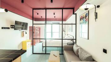 Design Apartment, Mountain View | Living area | 120-cm Smart TV with digital channels