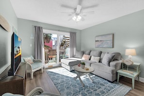 Condo, Multiple Beds (Villas on the Gulf unit A1) | Living area | TV