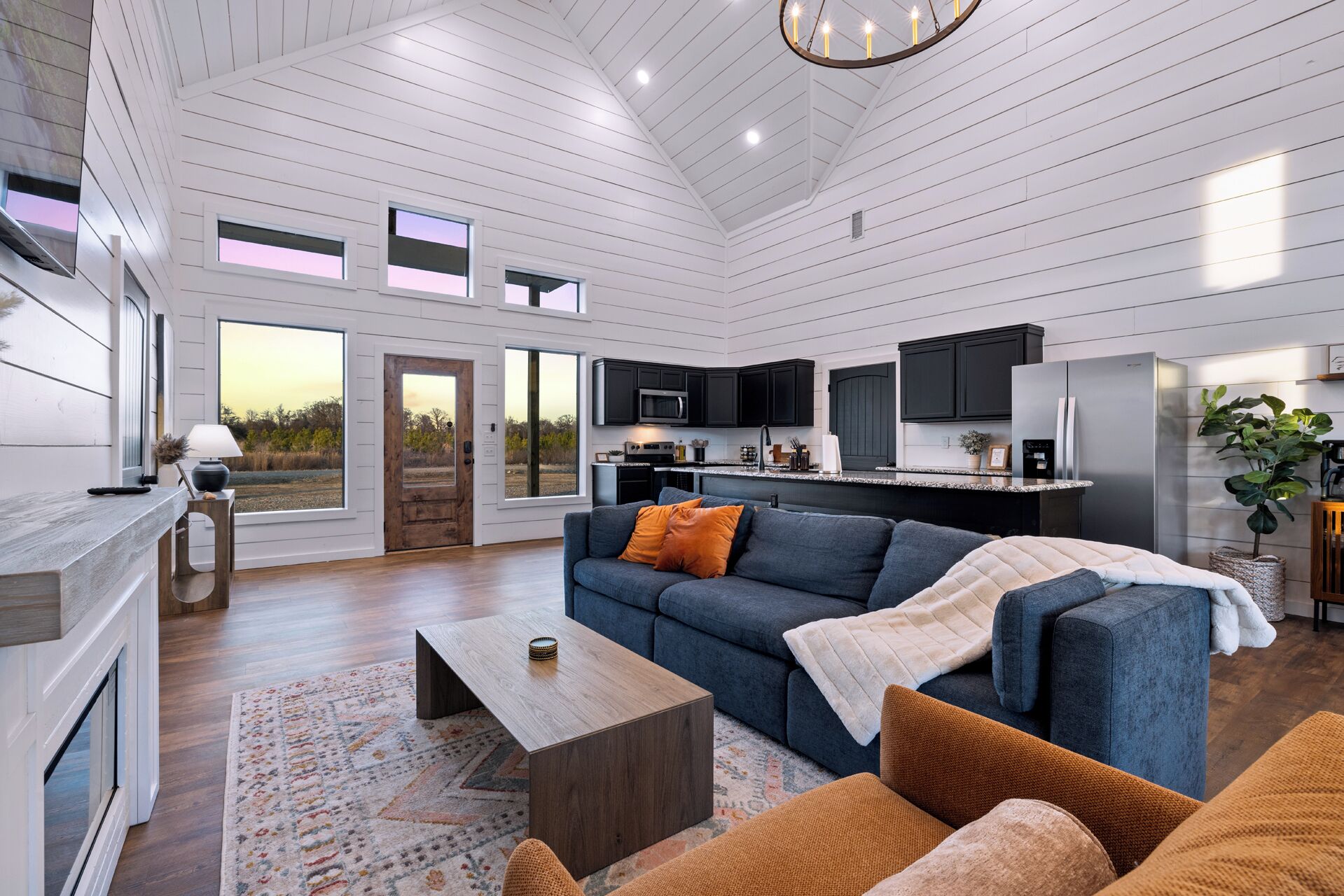 Smart TV, fireplace, video games, books