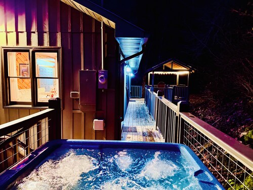 Cozy Riverfront Cabin with Creek Views, Hot Tub, Pool Table, and Fire Pit