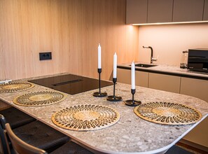 Fridge, microwave, oven, stovetop - Elegant and Scenic Peaceful Apartments Portoroz - One Bedroom Apartment with Terrace (Portoroz)