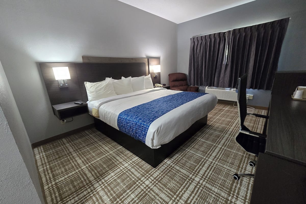 1 bedroom, desk, laptop workspace, iron/ironing board