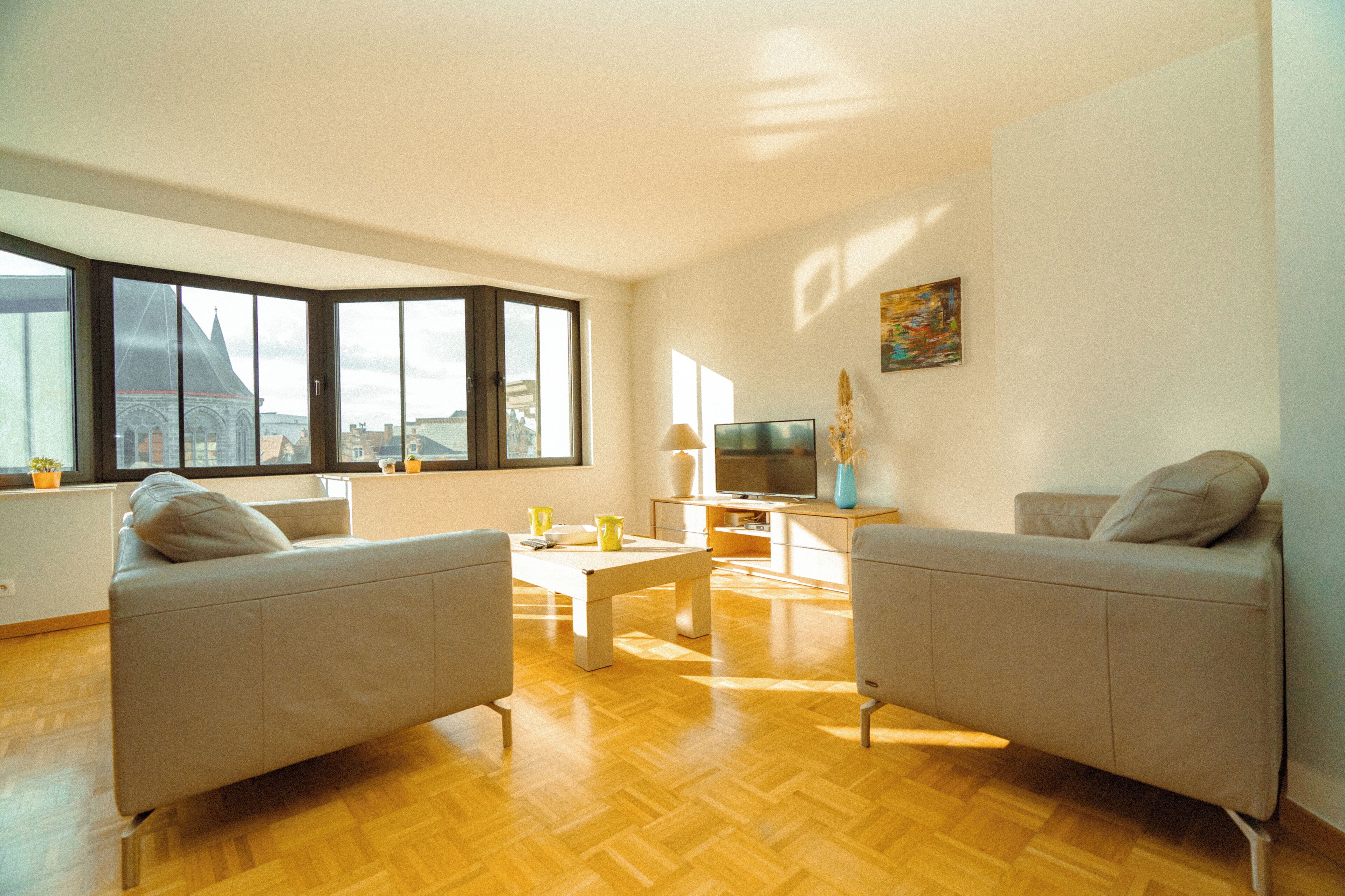 豪華公寓, 露台, 城市景 | 客廳 | 電視、打印機