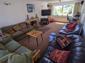 Smart TV, chimenea, oficina, monitor de computadora