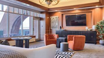 Luxury Studio Suite, 1 King Bed, Refrigerator, City View | Laptop workspace, iron/ironing board, free WiFi