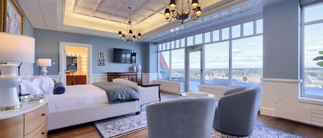 Luxury Studio Suite, 1 King Bed, Refrigerator, City View | Laptop workspace, iron/ironing board, free WiFi