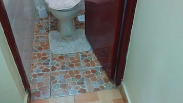 Shower, towels, soap, shampoo