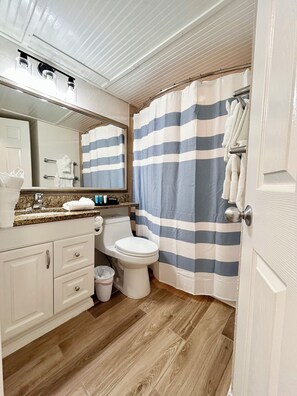 Secador de pelo, toallas, jabón, shampoo