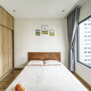 Căn hộ dành cho gia đình, ban công, quang cảnh thành phố | 1 phòng ngủ, bộ đồ giường kháng dị ứng, chăn bông, trang trí khác biệt 