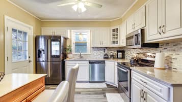 Fridge, microwave, dishwasher, coffee/tea maker