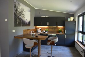 Fridge, oven, stovetop, dishwasher - Apartment 'Gartenglück' with Private Terrace, Shared Garden and Wi-Fi (Inzigkofen)