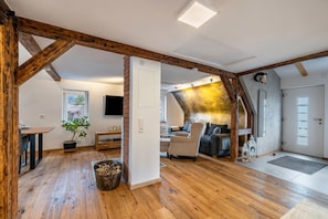 Una televisión, una chimenea