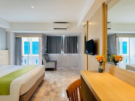 Deluxe Double Room, Pool View | In-room safe, desk, laptop workspace, free WiFi