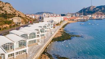 Enjoy stunning sea views from the hotel's modern rooms with large windows.