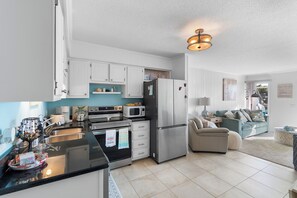 Fridge, microwave, oven, dishwasher