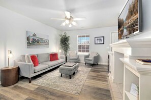 TV, fireplace, offices