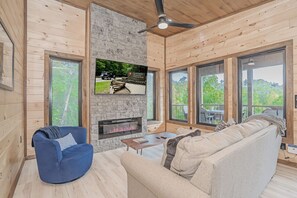 TV, fireplace, video games