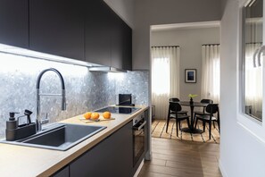 Apartment, 1 Bedroom | Private kitchen | Fridge, oven, stovetop, espresso maker