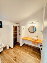 Free toiletries, hair dryer, bathrobes, slippers