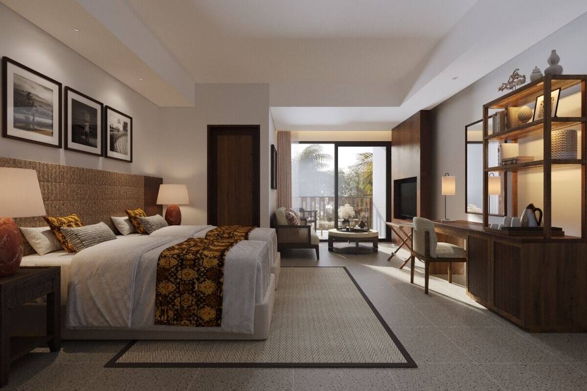 1 quarto, roupas de cama premium, frigobar, cofres nos quartos