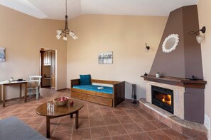 Apartment, 1 Bedroom, Balcony, Lake View | Living area - Ktima Alonaki (Lake Plastiras)