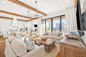 Smart TV, chimenea, tenis de mesa y libros