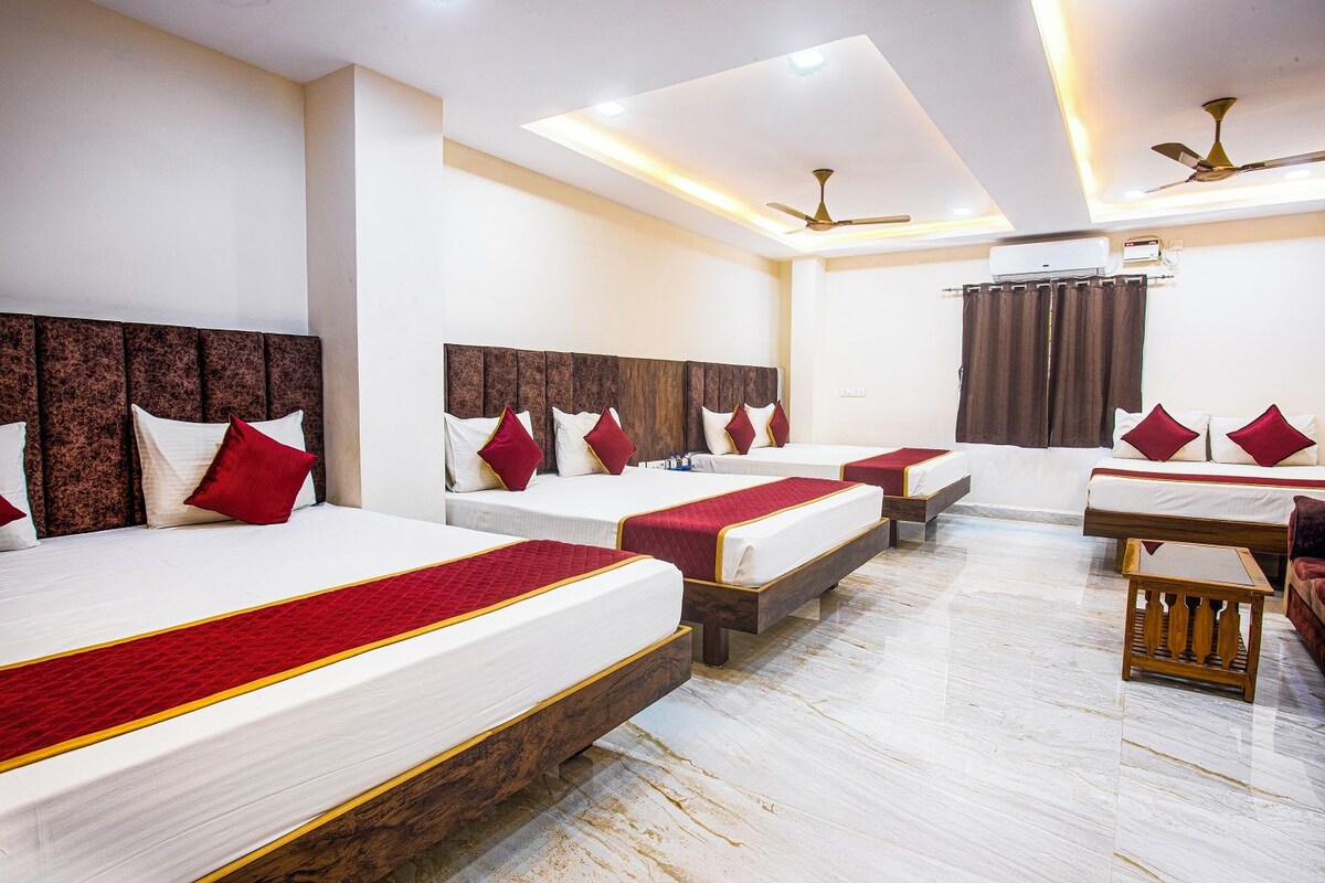 Family Room | Premium bedding, desk, laptop workspace, soundproofing