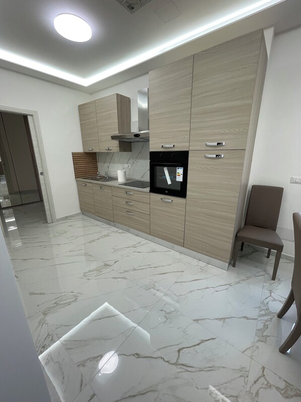 Fridge, oven, dishwasher, cookware/dishes/utensils