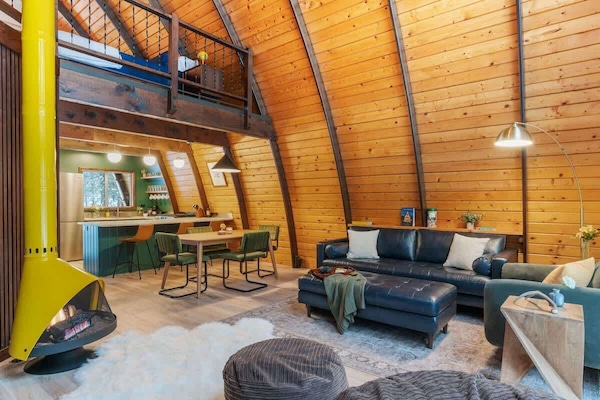 The main living space was designed for cozy comfort, with plenty of spaces to lounge.
